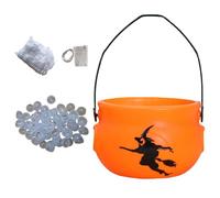 Generico Cauldron Pot - Halloween Cauldron - 14.5cm Halloween Pot Candy Holder Transparent PVC Battery Operated 3 Not Included with Light Cord Pearl Cotton Party Decor Bubble Bowl Display
