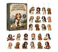 Generico Cavalier King Charles Spaniel 2026-24 Flat Acrylic Dog Or | 24 Days Adventurously Themed 2D Acrylic Pendants, Multipurpose Keychain & Bag Charms, Great Gift For Dog Loversv