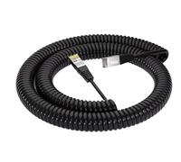 Generico Cavo di alimentazione a spirale a molla Ethernet LAN a 5 conduttori, cavo di segnale in rame TPU schermato, a trazione estensibile, retrattile, a doppino intrecciato(5Meter Extended)