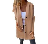 Generico Cedar and Ash Jacket, Casual Single Breasted Hooded Jacket, Long Sleeve Solid Color Trench Coat with Pockets (brown,4XL)