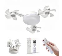 Generico Ceiling Fan Light with Remote Control, 19.69 Inch Screw-In LED, Foldable, E27 Socket Ceiling Fans Light - 2-in-1 Silent LED Fan with Remote Control, 3 Wind Speeds & 3-Color Di (3 heads)
