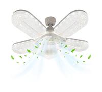 Generico Ceiling Light With Fan - Crystal Effect 6 Wind Speeds Bulb | 3 Color Dimmable 12in Remote Led Fan Lamp | For Living Room Bedroom Garage Shed RV Playroom Warehouse Dorm Apartment