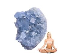 Genérico Celestite Cruda - Grappolo di Celestite Blu in forma irregolare naturale, autentico pezzo di crudo per scaffali da soggiorno, sala studio o collezioni spirituali, minatore