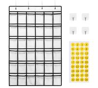 Generico Cell Phone Calculator Holder - 42 Pocket Clear Wall & Door Organizer With 8 Hooks | Clear Pocket Classroom Storage For Phones And Calculators With Number Stickers For School Organization