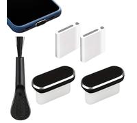 Generico Cell Phone Dust Plug - ABS Metal 2 Pieces | USB Port Cover | Type C ?ust Plug with Cleaning Brush And Anti-Loss Device for Dust Proof Charger Port Protection Travel Use
