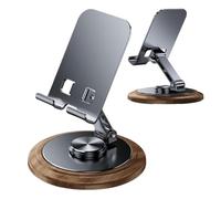 Generico Cell Phone Stand for Desk - Cell Phone Stand | Cellular Holder Desk | Adjustable Mobile Stands with Wooden Base | 360 Degree Rotating Smartphone Stands for Study, Library, Airplane, Bedroom