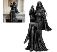 Generico Celtic Raven Goddess Statue, Gothic Bookshelf Decor Shelf Sitter, Dark Academia Bookshelf Edge Sitter, Witchy Room Decor Gifts for Literature Lovers Bookworms