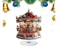 Generico Centrotavola per Natale in Acrilico 2D - Decorazione Stagionale Carosello Albero di Natale Ruota Panoramica Insegna - Centrotavola Stagionale | per Casa Scrivania Ufficio Scaffale Mobile TV