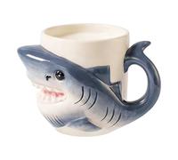 Generico Ceramic Animal Mug, Versatile Handled Vessel, Shark Cup with Fin Detail, Beverage Glass for Tea Latte, Kitchen Supply, Drinkware for Morning Hot Chocolate Kitchen Counter Styling