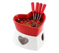 Generico Ceramic Fondue Mug Set, Heat Resistant Non Stick Cup with 4 Forks for Chocolate, Cheese, And Marshmallow Dipping, Dessert And Beverage Warmer, Dinner, Party, Wedding, or Birthday