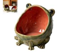 Generico Ceramic Frog Candy Dish, Cute Big Mouth Frog Key Bowl Statue, Fun Desktop Storage for Office Home Kitchen Decor