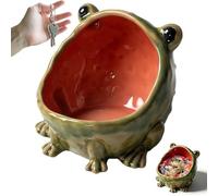 Generico Ceramic Frog Candy Dish, Cute Big Mouth Frog Key Bowl Statue,Fun Jewelry Dish Tray for Home Entryway Table (1PC)