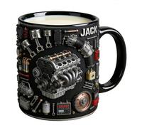 Generico Ceramic Mug - Realistic Mechanical Engine Coffee Cup | 3D Piston & Gear Design With Anti-Slip Handle, Novelty Motor Gift For Car Lovers, Husband & Men, 15oz, Silver & Black