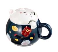 Generico Ceramic Mugs | Cat Design Lid Fun Beverage Drinkware, Ceramic Tea Mug For Cappuccino Cocoa Latte Wine Juice Beer Milk Kitchen Cafe Restaurant Home Birthday Use, Handy Piece For Daily