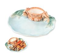 Generico Ceramic Platter with Crab Shape Dipping Bowl 31cm Food Platter