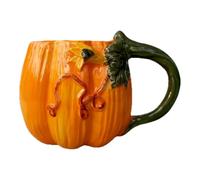 Generico Ceramic Pumpkin Mug - 450ml Autumn & Halloween Coffee Cup | 3D Relief Design with Vine Handle and Leaves, Large 450ml Capacity, Ceramic with Stain-Resistant Glaze, for Coffee an