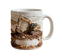 Generico Ceramic Tea Mug - 330ml Excavator Shape | ABS & Metal & Cotton Friendly Finish, Novelty Construction Digger Coffee Cup With Handle For Home Office Travel And Engineer Gift Ideas Yellow