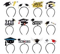 Genérico Cerchietto Di Laurea - 12 Pezzi Fascia Di Cappello Di Graduazione Regolabile,Accessorio Per Capelli Per Festeggiare Lauree Scuola Superiore Università Prescolare