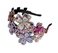 Generico Cerchietto per Chioma Strass Flapper Fascia Larga Antiscivolo Cristalli Glitterati Accessorio Elegante per Feste e Uso Quotidiano Design Ornamenti a Fiore Materiale Resistente