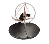 Generico Cerchio per Pole Dance - Tappetino di Sicurezza Portatile Spesso 1"/2", Tappetino per Esercizi di Yoga 160 cm x 5 cm (63"x2") - Design Pieghevole Nero