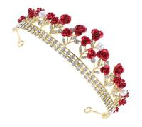 Generico Cerchio Per Rosso Diademi Di Rose Di Rose Rosse Accessori Per Con Perle Gemme Per Mazzolino Fascia Per La Sposa Copricapo Di Strass La Rosa Scintilla