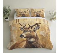 Generico Cervo Copripiumino Matrimoniale Cervo Mulo Fauna Selvatica Parure Copripiumone con 1 x Copripiumone 260x240 cm e 2 x Federe 50x80cm GS*5
