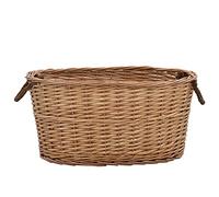 Generico Cesta per Legna con Maniglie 56x40x28 cm Salice Naturale,Accessori caminetti e stufe a Legna,Porta legna-286982