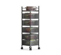 Generico Cestello Girevole Quadrato Multistrato, Ripiano Girevole For Verdure Con Ruote, Organizzatore For Il Bagno, For Frutta, Patate, Cipolle(Black,5 tiers)