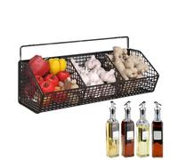 Generico Cestino da Parete - 3 Scomparti per Cipolle,Mensola a Muro Salvaspazio per Organizzare Cucina con Cipolle Patate e