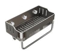 Generico Cestino Per Doccia Con - Portaoggetti Da Parete In Acciaio Al Carbonio ABS, Supporto A, Ripiano Per Drenaggio, Portasciugamani | Trapano Gratuito Bagno Cucina Dormitorio Appart