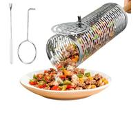 Generico Cestino per Griglia Rotante - Strumenti per per Barbecue da 11,81 Pollici, Rete per Griglia A Nidificazione in Acciaio Inossidabile | Design Resistente alla Ruggine con Tubo Tondo in Metallo