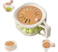 Generico Cesto Lavaggio Verdure, Cestello 2 In 1 Per Lo Scolamento E La Conservazione, Bowl Per Il Lavaggio Della Frutta Con Coperchio Girevole E Filtro, Bowl Portatile Con Manico Pieghevole