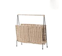 Generico Cesto Portaoggetti Intrecciato Fatto a Mano, Portariviste Intrecciato, Cestino Portaoggetti Decorativo con Supporto in Ferro, Cestino Portagiornali for Giornali, Lettere, Archivi