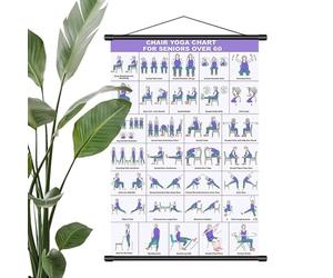 Genérico Chair Yoga Chart - Art Cloth, 40 x 60 cm Wall Chart Foldable Poster | Pilates Exercise Guide, Fitness Stretching Mobility Training Ćhart For Home, Gym, Office, Studio, Bedroom