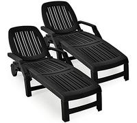 Generico Chaise longue esterno con 6 schienali regolabili, poltrona reclinabile con ruote per patio, bordo piscina, giardino, sdraio pieghevole per prendere il sole sulla spiaggia (1, bianco)