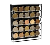 Generico Challenge Coin Case, Clear Acrylic Round Coin Supporter, Removable Shelves, Storage Holder Display for Wall, Desktop, Buttons, Medals, Collection, Pin, 10.24x2.17x11.81 Inches