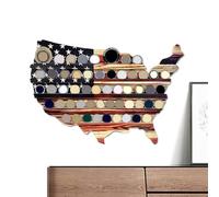 Generico Challenge Coin Display, Wooden Flag Challenge Holder, Multi-Layered Stand with Patriotic Design, Decorative Organizer for Bedroom, Living Room, Desk, Indoor Decoration