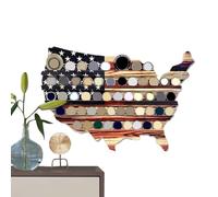 Generico Challenge Coin Display, Wooden Flag Holder, Multi-Layer Tiered Organizer, Rustic Patriotic Display Stand, Ideal for Bedroom Living Room Home Workplace and Decor