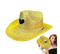Genérico Chapeau de cowboy scintillant, chapeau de cowboy à paillettes pour hommes | Wester Wide Brim Cowgirl Hat Disco,Accessoires de costumes de casseurs de fête, accessoires de cosplay pour hommes
