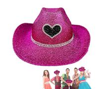 Genérico Chapeau de cowboy scintillant, chapeau de cowboy à paillettes pour hommes | Wester Wide Brim Cowgirl Hat Disco,Accessoires de costumes de casseurs de fête, accessoires de cosplay pour hommes