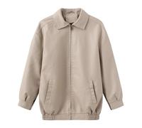 Generico Chaqueta extragrande de cuero sintético para mujer - Abrigo bomber de manga larga con cuello y cremallera para un estilo casual urbano, S-2XL