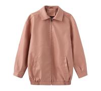 Generico Chaqueta extragrande de cuero sintético para mujer - Abrigo bomber de manga larga con cuello y cremallera para un estilo casual urbano, S-2XL