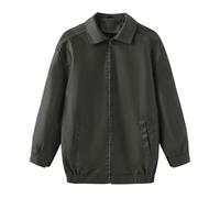 Generico Chaqueta extragrande de cuero sintético para mujer - Abrigo bomber de manga larga con cuello y cremallera para un estilo casual urbano, S-2XL