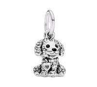 Generico Charm Pendente in Argento Sterling 925 a Forma di Cucciolo con Cuore, Compatibile con Bracciali Pand