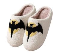 Generico Chaussons D'Halloween En Coton, Automne/hiver, En Forme De Cœur, Pour La Maison, En Peluche, Motif Dessin Animé, 2025 (Bat,36EU)