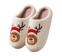 Generico Chaussons D'Halloween En Coton, Automne/hiver, En Forme De Cœur, Pour La Maison, En Peluche, Motif Dessin Animé, 2025 (Christmas deer,44EU)