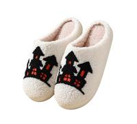Generico Chaussons D'Halloween En Coton, Automne/hiver, En Forme De Cœur, Pour La Maison, En Peluche, Motif Dessin Animé, 2025 (Castle,42EU)