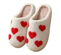 Generico Chaussons D'Halloween En Coton, Automne/hiver, En Forme De Cœur, Pour La Maison, En Peluche, Motif Dessin Animé, 2025 (peach heart,36EU)