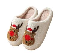 Generico Chaussons D'Halloween En Coton, Automne/hiver, En Forme De Cœur, Pour La Maison, En Peluche, Motif Dessin Animé, 2025 (deer red,42EU)