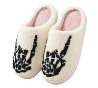 Generico Chaussons D'Halloween En Coton, Automne/hiver, En Forme De Cœur, Pour La Maison, En Peluche, Motif Dessin Animé, 2025 (Fingers White,42EU)